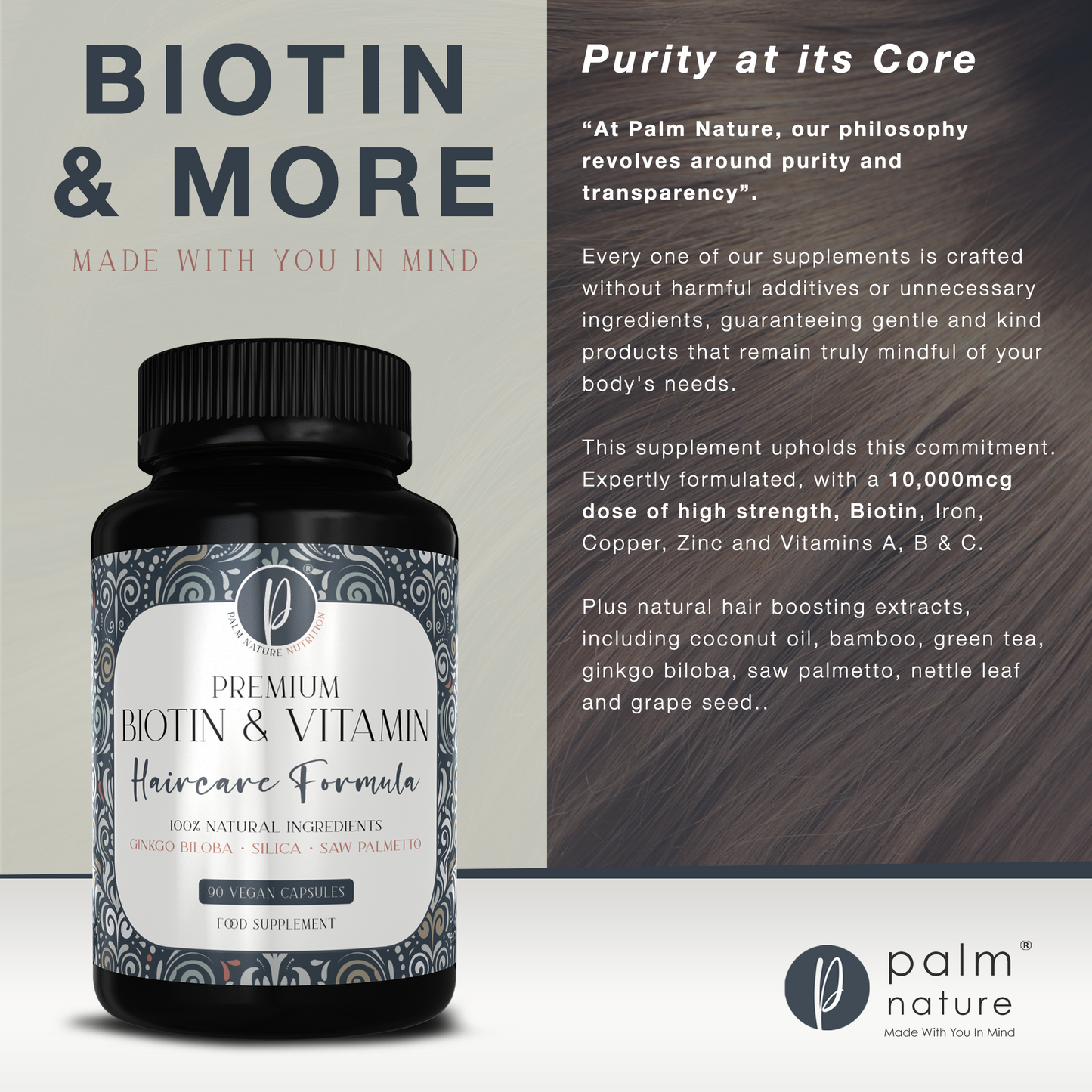 Fórmula premium para el cuidado del cabello con biotina y vitaminas